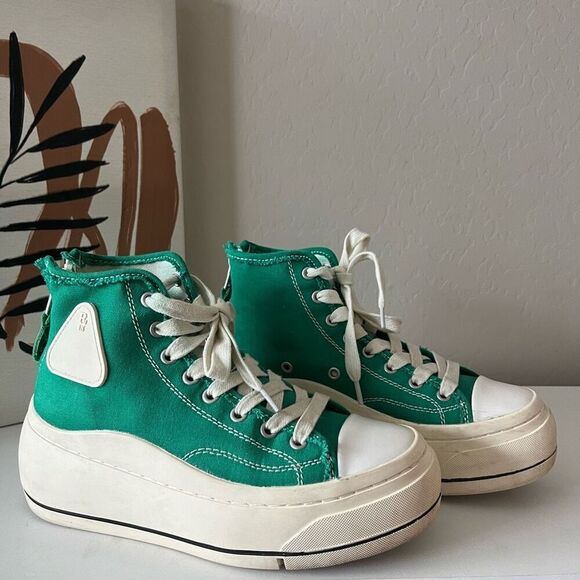 R13 Kurt Green Platform High Top Canvas Lace Up Sneakers Women’s Size 7 - Picture 4 of 8